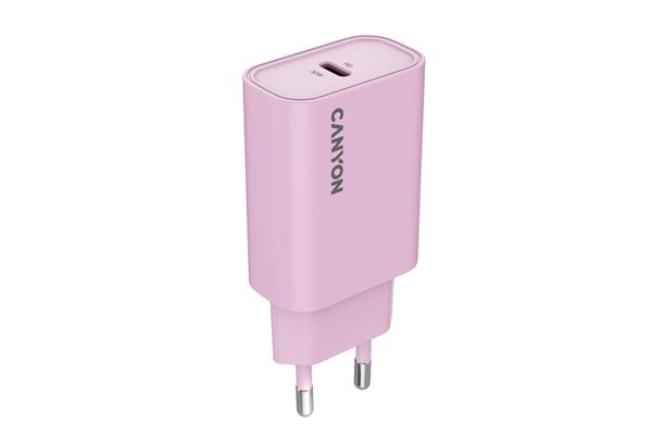 Canyon OnCharge 30CL, univerzálna cestovná nabíjačka do steny 1x USB-C, 30W PD, ružová 