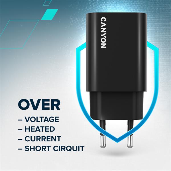 Canyon OnCharge 30CL, univerzálna cestovná nabíjačka do steny 1x USB-C, 30W PD, ružová 
