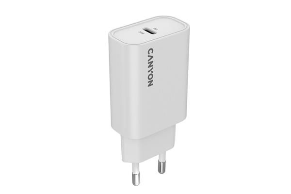 Canyon OnCharge 30CL, univerzálna cestovná nabíjačka do steny 1x USB-C, 30W PD, biela 