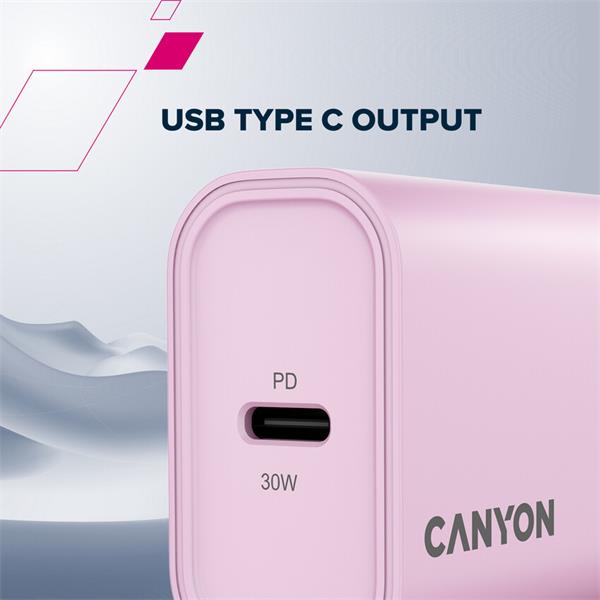 Canyon OnCharge 30CL, univerzálna cestovná nabíjačka do steny 1x USB-C, 30W PD, biela 