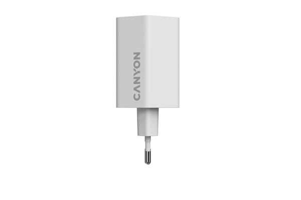 Canyon Hexagon 65, vysokorýchlostná univerzálna nabíjačka do steny, 2x USB-C 65W PD, 1x USB-A 18W, biela 