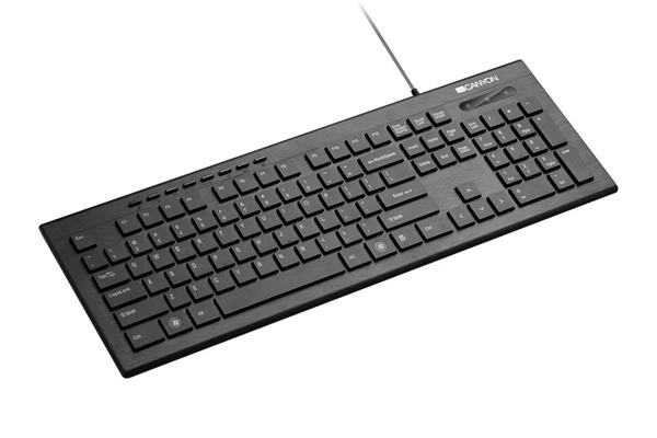 Canyon HKB-2, klávesnica, USB, multimediálna, 105 klávesov, ultratenká, biele bočné podsvietenie, štíhla, čierna, SK/CZ 
