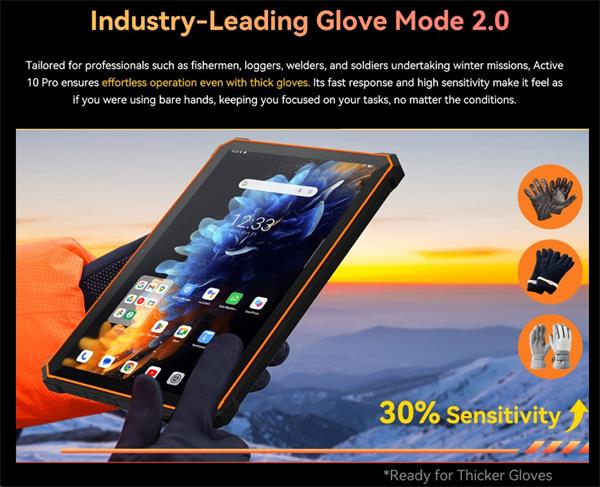 Blackview Active 10 Pro Rugged Tab 12GB/512GB, 10.95" FHD IPS 90Hz Corning Glass 3, MT6878 Octa-core, 50/108 MP, oranžov 