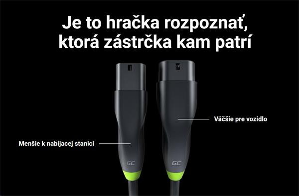 Nabíjací kábel Green Cell GC Snap Typ 2 pre elektromobily 11kW 7m pre Tesla Model Y 3 SX, VW ID.4, Kia EV6, Hyundai ION 