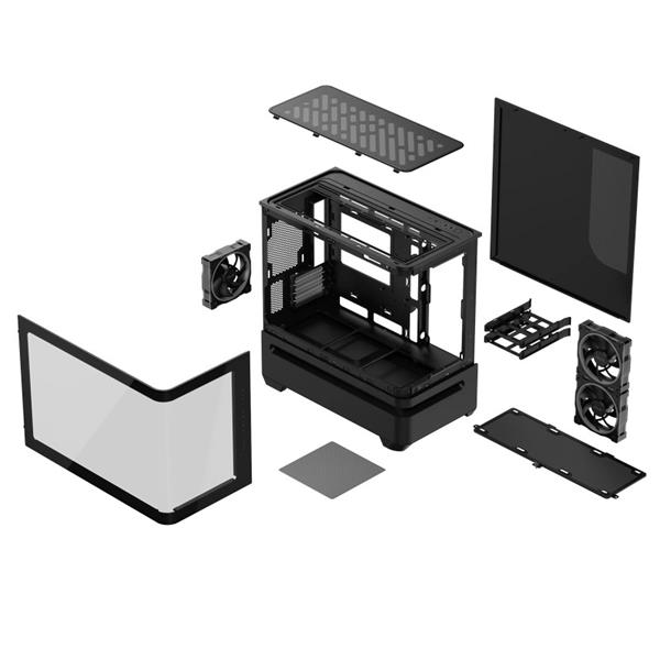 ASUS PRIME AP202 TG ARGB BLACK, 3x ARGB fan, mATX, USB-C, čierna 