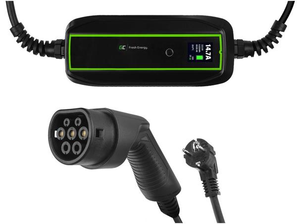 Green Cell Mobilná nabíjačka GC EV PowerCable 3,6 kW Schuko Typ 2 na nabíjanie elektromobilov a plug-in hybridov 