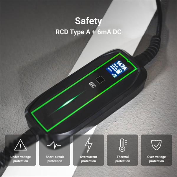 Green Cell Mobilná nabíjačka GC EV PowerCable 3,6 kW Schuko Typ 2 na nabíjanie elektromobilov a plug-in hybridov 