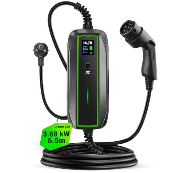 Green Cell Mobilná nabíjačka GC EV PowerCable 3,6 kW Schuko Typ 2 na nabíjanie elektromobilov a plug-in hybridov 