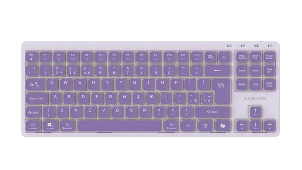 Canyon OnType 10, klávesnica, mechanická, USB, multimediálna, fialová 