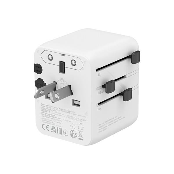 Canyon OnTour 20, univerzálny cestovný adaptér pre 200 krajín, 20W, 2x USB-C / 1x USB-A 
