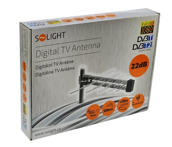 Solight vonkajšia DVB-T anténa, 22dB, UHF, 21. - 60. kanál, LTE 4G filter 