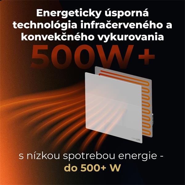 AENO AGH11S Premium QUADRO Smart Ohrievač, Biely, LED, WI-FI, max 500W, 50x50cm,  Infra 