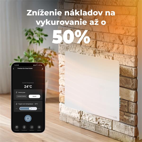 AENO AGH11S Premium QUADRO Smart Ohrievač, Biely, LED, WI-FI, max 500W, 50x50cm,  Infra 