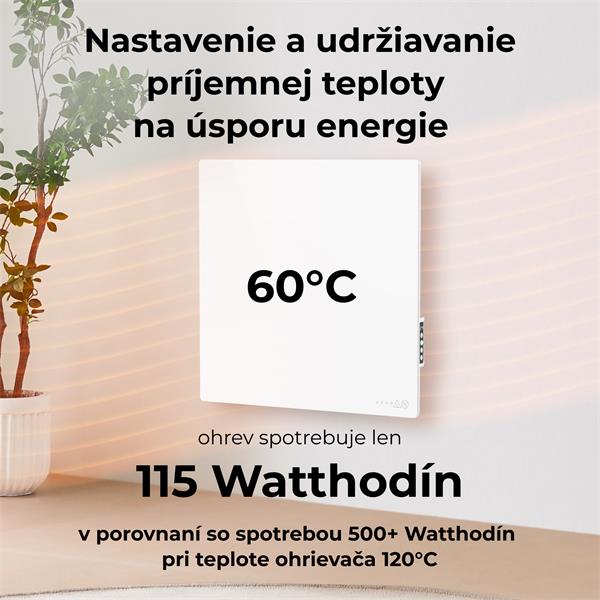 AENO AGH11S Premium QUADRO Smart Ohrievač, Biely, LED, WI-FI, max 500W, 50x50cm,  Infra 