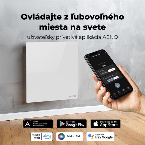 AENO AGH11S Premium QUADRO Smart Ohrievač, Biely, LED, WI-FI, max 500W, 50x50cm,  Infra 