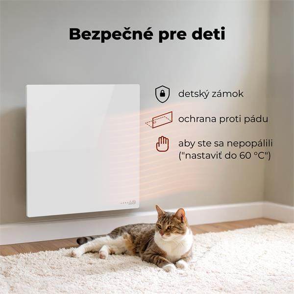 AENO AGH11S Premium QUADRO Smart Ohrievač, Biely, LED, WI-FI, max 500W, 50x50cm,  Infra 