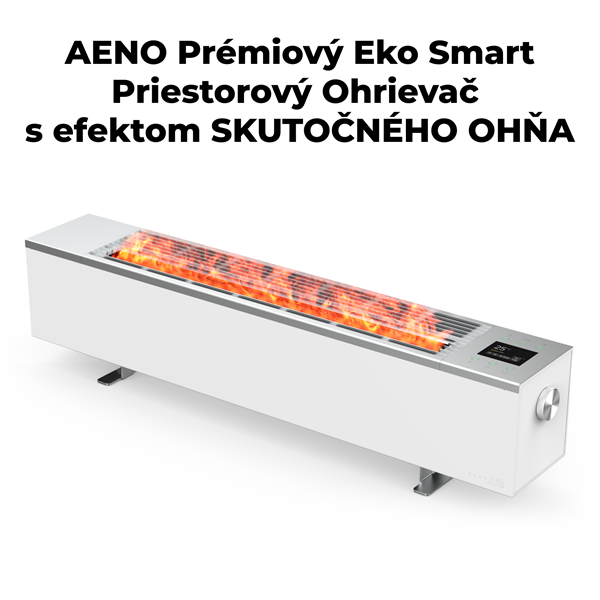 AENO FH1S Premium SPACE FIRE HEATER, Biely, LED, WI-FI, max 2000W, 1000x242cm,  efekt ohňa 