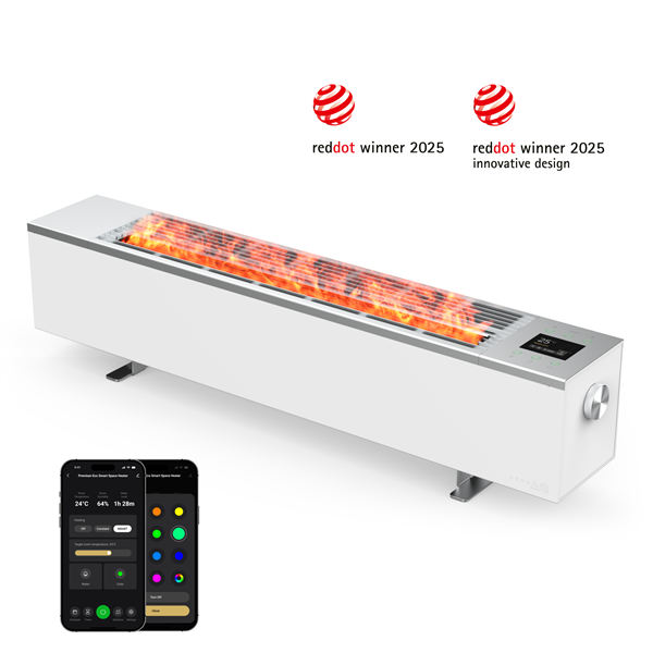 AENO FH1S Premium SPACE FIRE HEATER, Biely, LED, WI-FI, max 2000W, 1000x242cm,  efekt ohňa 