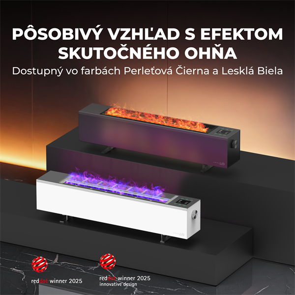 AENO FH1S Premium SPACE FIRE HEATER, Biely, LED, WI-FI, max 2000W, 1000x242cm,  efekt ohňa 
