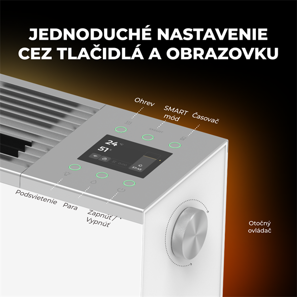 AENO FH1S Premium SPACE FIRE HEATER, Biely, LED, WI-FI, max 2000W, 1000x242cm,  efekt ohňa 