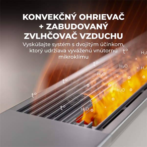 AENO FH1S Premium SPACE FIRE HEATER, Biely, LED, WI-FI, max 2000W, 1000x242cm,  efekt ohňa 