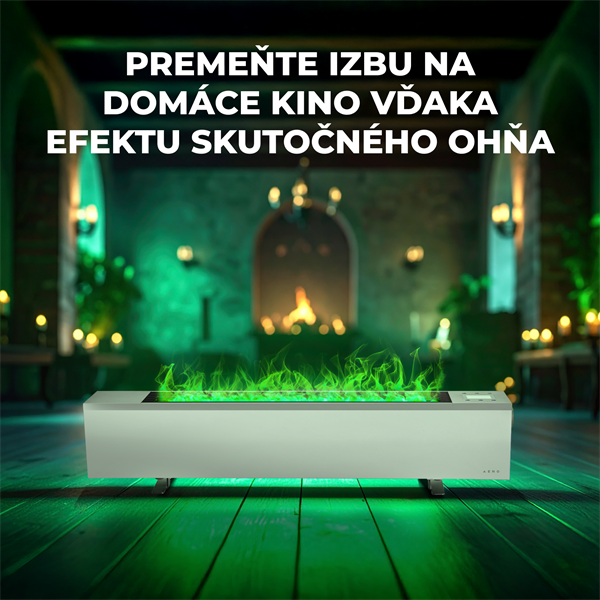 AENO FH1S Premium SPACE FIRE HEATER, Biely, LED, WI-FI, max 2000W, 1000x242cm,  efekt ohňa 