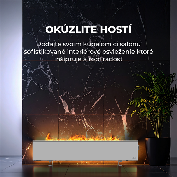 AENO FH1S Premium SPACE FIRE HEATER, Biely, LED, WI-FI, max 2000W, 1000x242cm,  efekt ohňa 