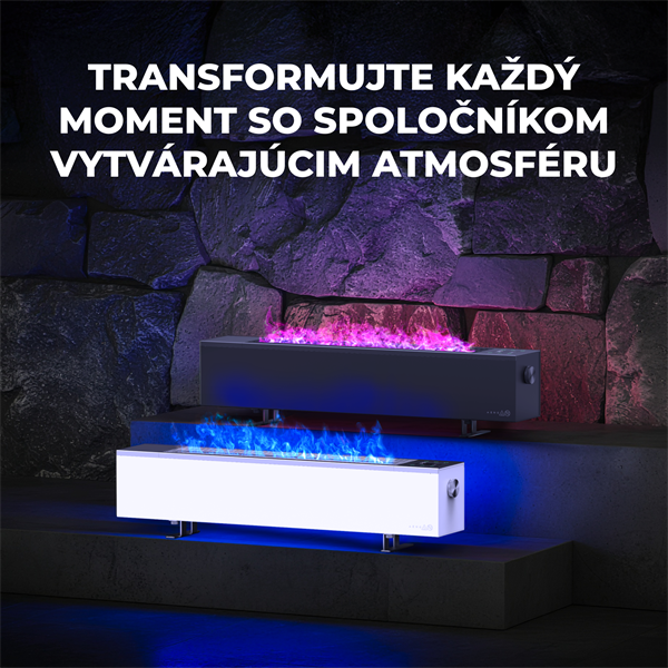 AENO FH1S Premium SPACE FIRE HEATER, Biely, LED, WI-FI, max 2000W, 1000x242cm,  efekt ohňa 