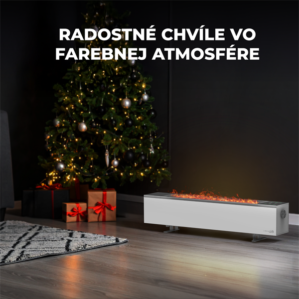 AENO FH1S Premium SPACE FIRE HEATER, Biely, LED, WI-FI, max 2000W, 1000x242cm,  efekt ohňa 