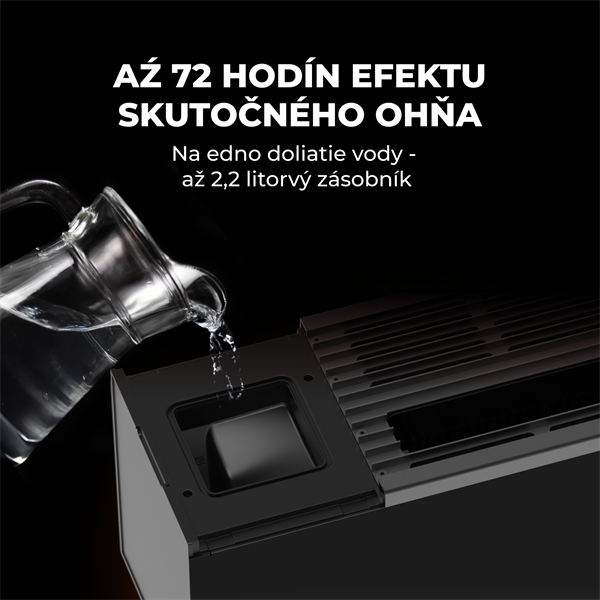 AENO FH2S Premium SPACE FIRE HEATER,Čierny, LED, WI-FI, max 2000W, 1000x242cm,  efekt ohňa 