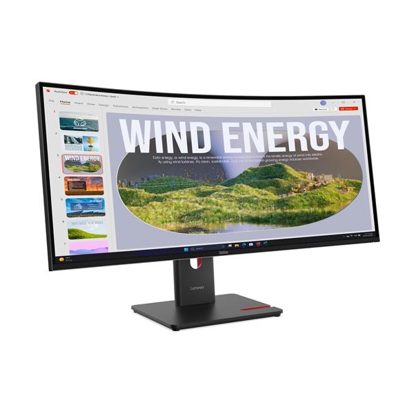 Lenovo T34WD-40 34" 3440x1440 3000:1 300cd 4ms HDMI+DP+USB+USB-C+RJ45 dock PD100W webcam 3y 