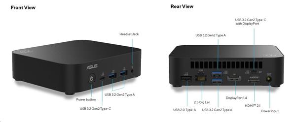 ASUS NUC 14 Essential Intel N355, 1xDDR5, M.2 SSD, WiFi+BT, HDMI, DP, USB-C/DP, 2.5G LAN 