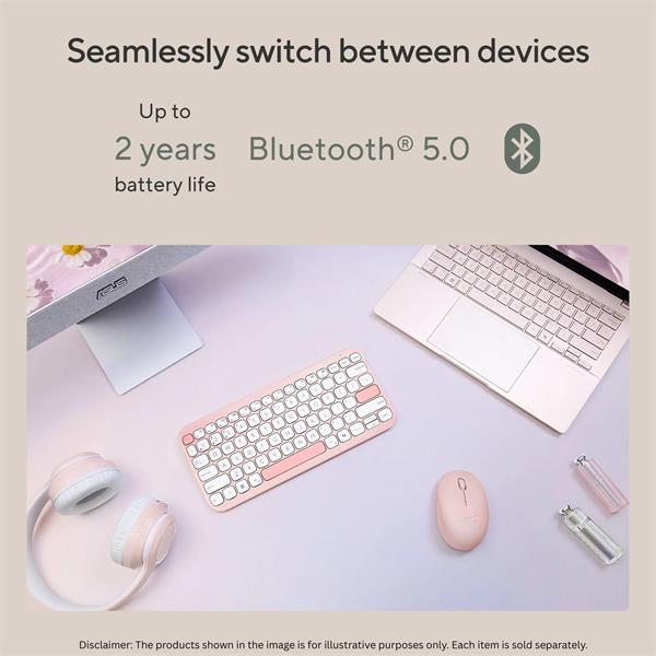 ASUS Marshmallow KW100 Copilot version - bezdrôtová klávesnica, Pink, CZ/SK 