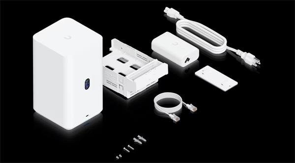 Ubiquiti UniFi Network Attached Storage with (2) 3.5" HDD bays, 2.5 GbE networking, USB-C connectivity, and an included  