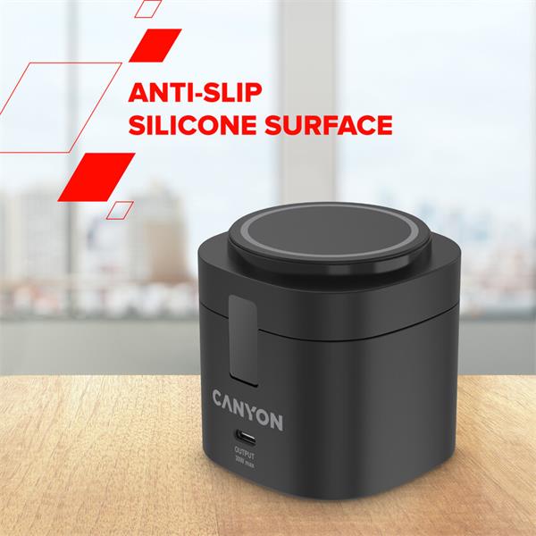 Canyon WS-405, 4v1, bezdrôtová Qi2 nabíjacia stanica pre 4 zariadenia simultánne, bez nabíjačky, biela 