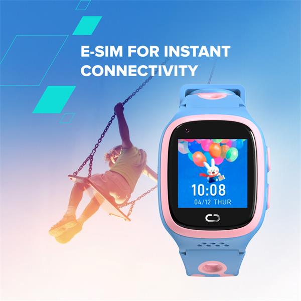 Canyon Zefir KW-49, smart hodinky pre deti, E-SIM 4G VoLTE, GPS, Video volania, SOS tlačidlo, ružovo-modré 