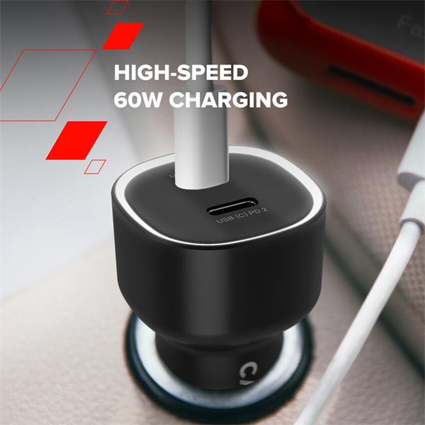 Canyon OnDrive 60, univerzálna autonabíjačka, 2x USB-A, rýchle nabíjanie, výkon 60 W 