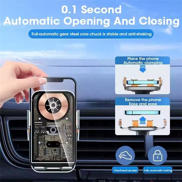 1stCOOL QI bezdrôtová auto nabíjačka, Smart automatic, Transparent, 15W 