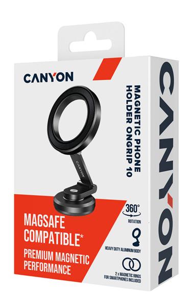 Canyon OnGrip 10, univerz. MagSafe držiak pre smartfóny, s rotáciou  360°, hliníkové telo, 
