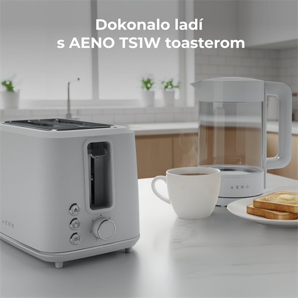 AENO Rychlovarná kanvica EK5 - 1,7l, 2200W, Strix, funkcia udržiavania tepla, auto vypnutie 