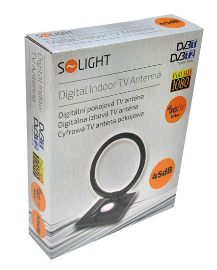 Solight digitálna Izbová anténa, UHF, 45B, LTE/4G filter, čierna 