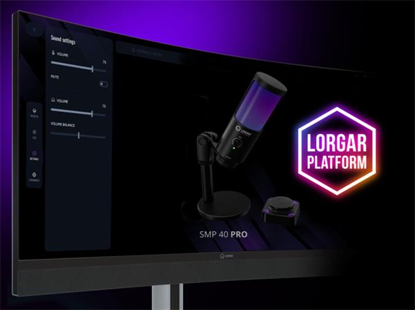 Lorgar SMP40, Profesionálny mikrofón s RGB osvetlením, hliníkovou konštrukciou, dotykovým stlmením a diaľkovým ovládaním 