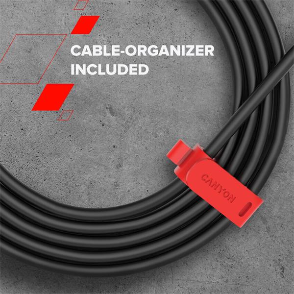 Canyon OnWire 18TP, 2 m kábel, USB-A / USB-C, 18 W, 480 mbps, čierny 