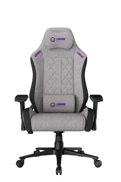 LORGAR PRO CHA41 herná stolička, látková, plne kovový rám, pamäťová pena, 3D opierky rúk, nosnosť 150 kg, sivo fialová 