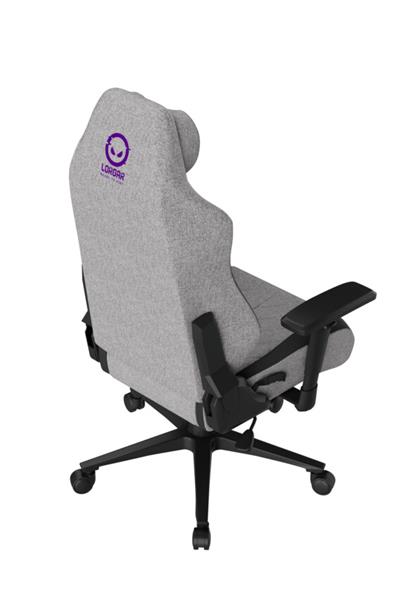 LORGAR PRO CHA41 herná stolička, látková, plne kovový rám, pamäťová pena, 3D opierky rúk, nosnosť 150 kg, sivo fialová 