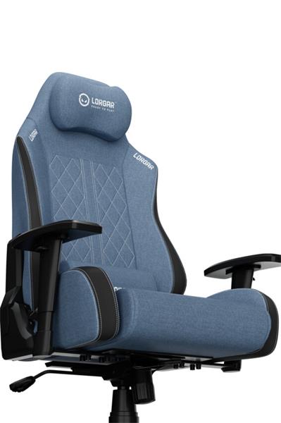 LORGAR PRO CHA41 herná stolička, látková, plne kovový rám, pamäťová pena, 3D opierky rúk, nosnosť 150 kg, modro biela 