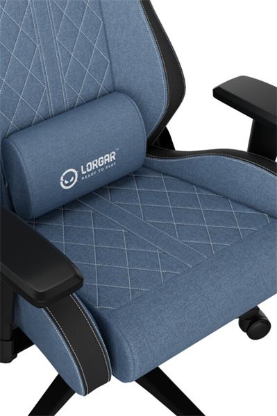 LORGAR PRO CHA41 herná stolička, látková, plne kovový rám, pamäťová pena, 3D opierky rúk, nosnosť 150 kg, modro biela 