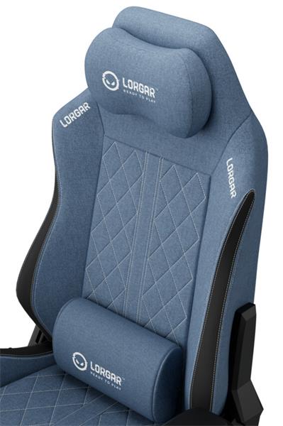 LORGAR PRO CHA41 herná stolička, látková, plne kovový rám, pamäťová pena, 3D opierky rúk, nosnosť 150 kg, modro biela 