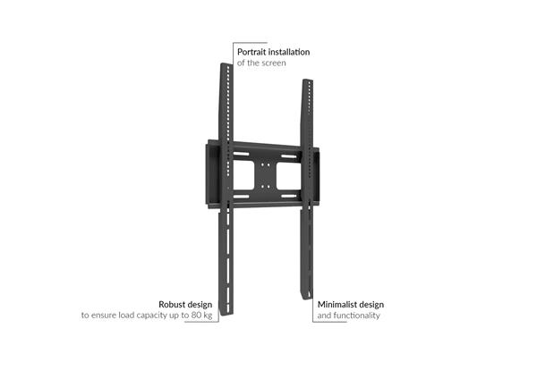 EDBAK TV SLIM držiak na stenu, 50 až 86", max 80 kg, VESA  100 x 100 - 800 x 600 čierny 