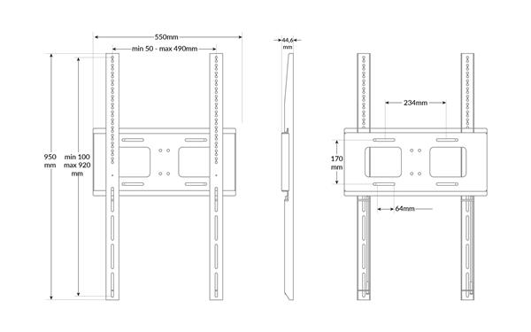 EDBAK TV SLIM držiak na stenu, 50 až 86", max 80 kg, VESA  100 x 100 - 800 x 600 čierny 